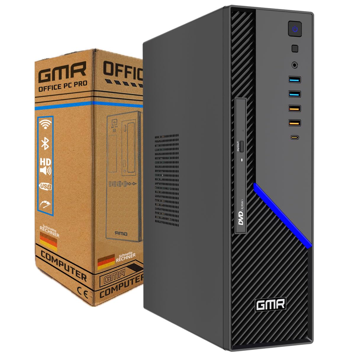 GMR Ultra SFF i7 Office PC - Business Office Computer | 3 Jahre Garantie | 16 GB RAM | 512GB SSD M.2 | DVD±RW | USB 3 | Windows 11 Pro | WiFi-Bluetooth