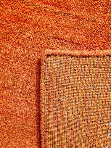 Tapete cuadrado naranja 8'x8' hecho a mano de lana miniatura 4