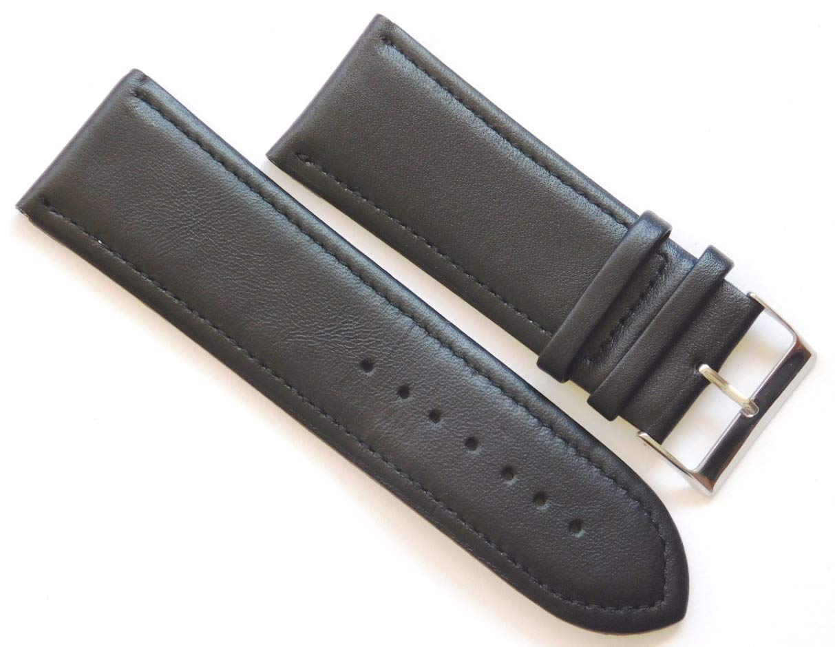 28mm Padded Plain Leather Strap for Watch (Black) (B07KDRT5L2) Amazon Price History, Amazon Price Tracker