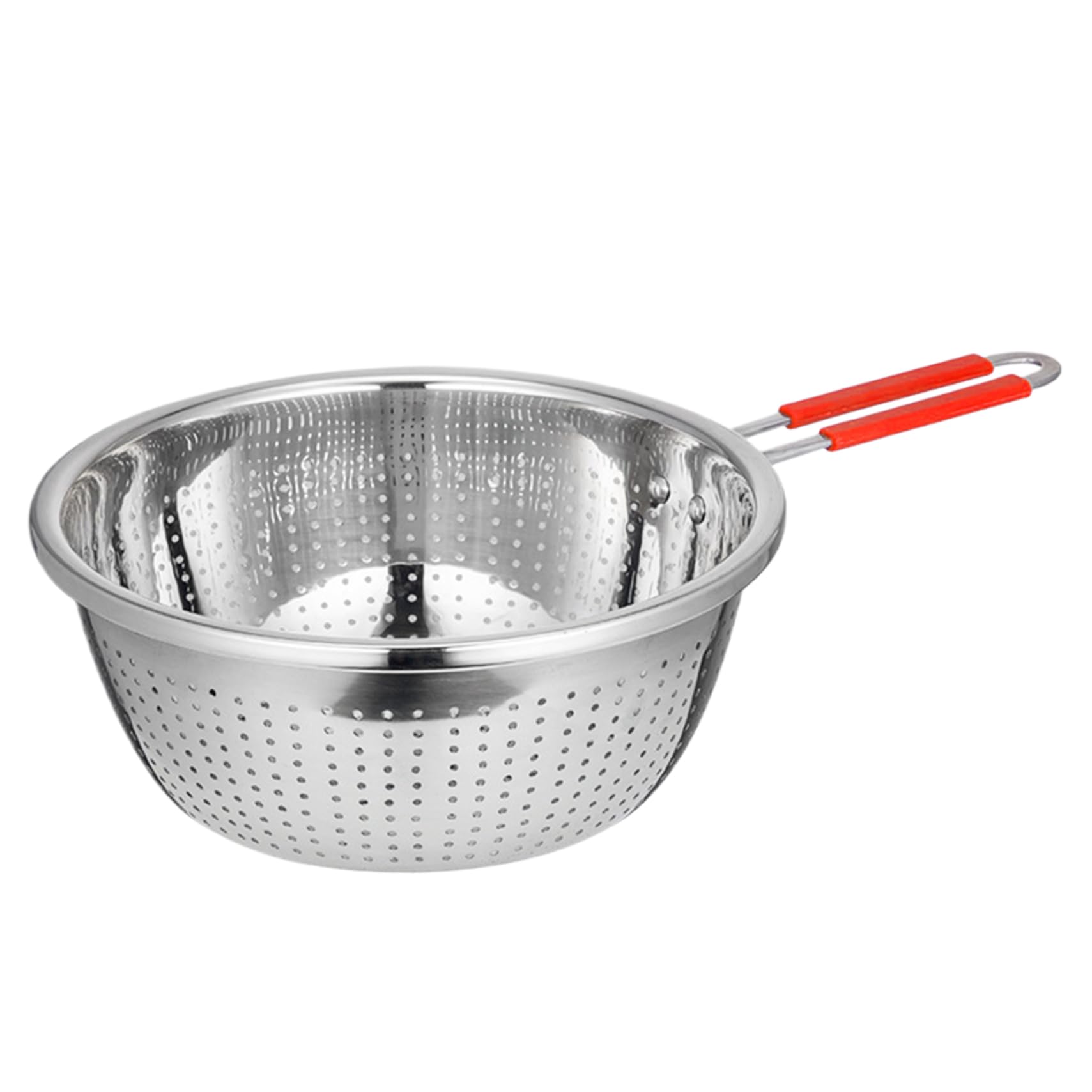 Temeemeg Stainless Steel Colander 10.2'' Dia. Strainers and Colanders with Handle Large Capacity Metal Strainer Sieve for Sieve, Strain, Drain, Rinse Vegetables, Fruit, Rice, Pasta.