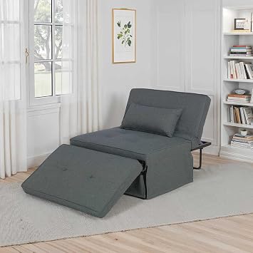Cube Katlan r Yatakl  Puf - Koyu Gri 96x189x42.5 / 96x168x92.5 cm