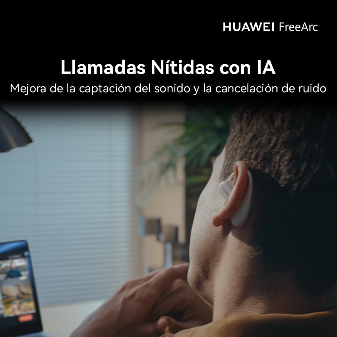 HUAWEI FreeArc Auriculares Open-Ear, Inalámbricos Bluetooth, Resistencia al Agua IP57, 28 Horas, Auriculares Deportivos con iOS, Android o Windows, Negro