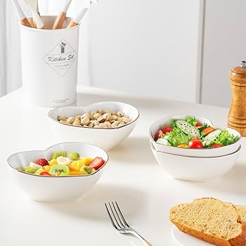 m  Amazon.com: Surlama 4pcs Ceramic Big Heart-shaped Bowls Gold