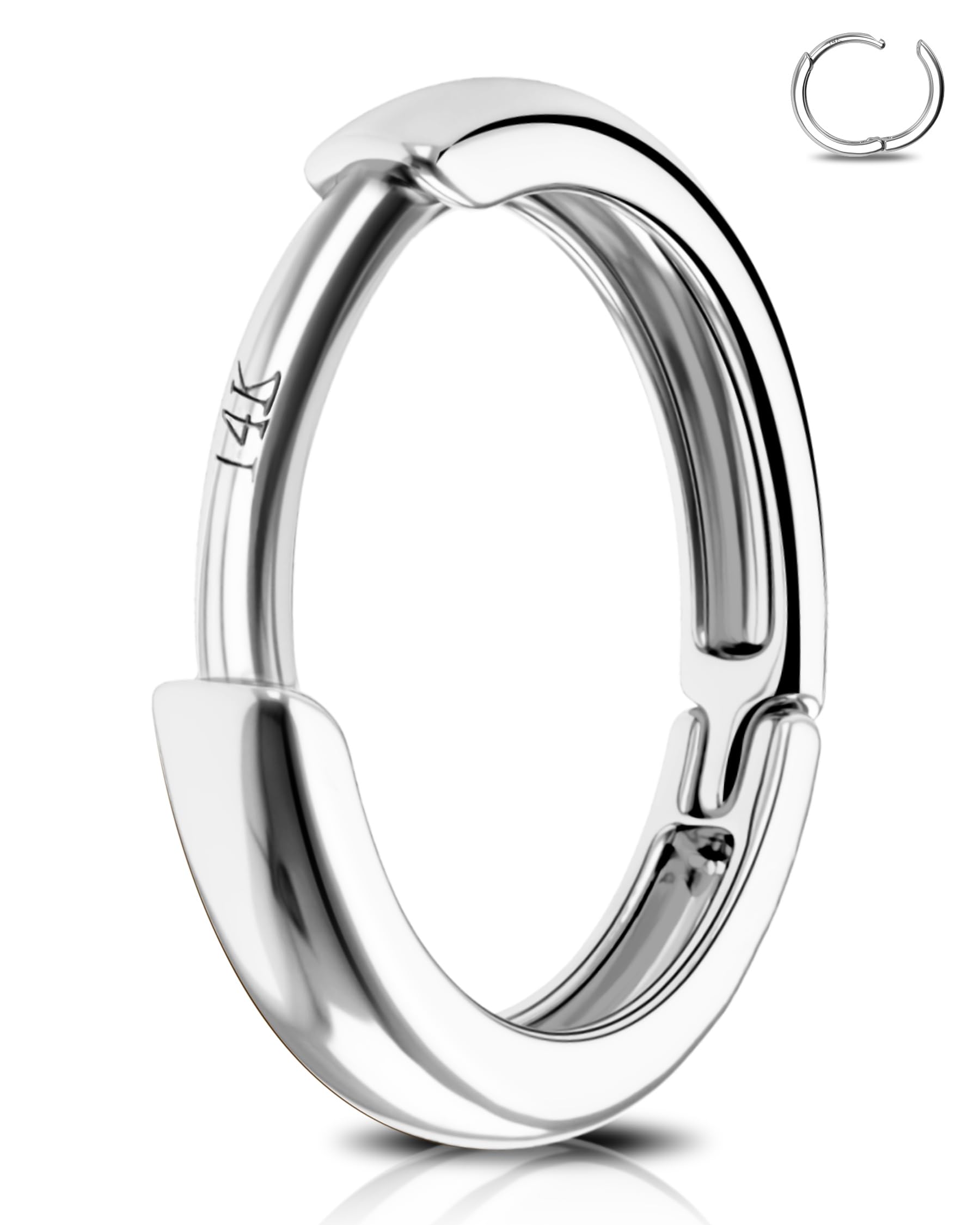 Jewseen14K Solid Gold Scharnier Clicker Kcartílago Ohrringe Segmentring Lippe Ring Nase Piercing Helix Ohrringe Septum Piercing para Mujer Hombre