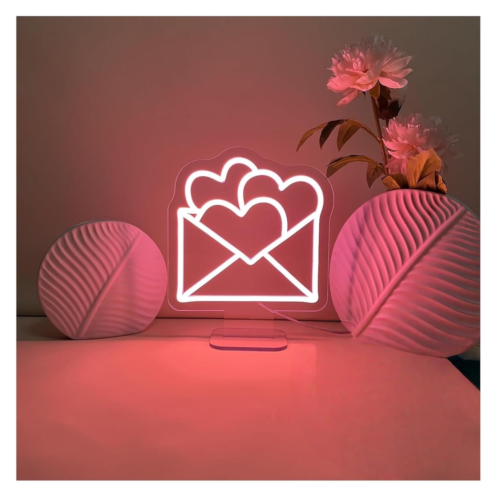 Zynther Neon lamp Sign Light for Pink for neon Love Envelope Great for a Room Shop 25cmx30cm