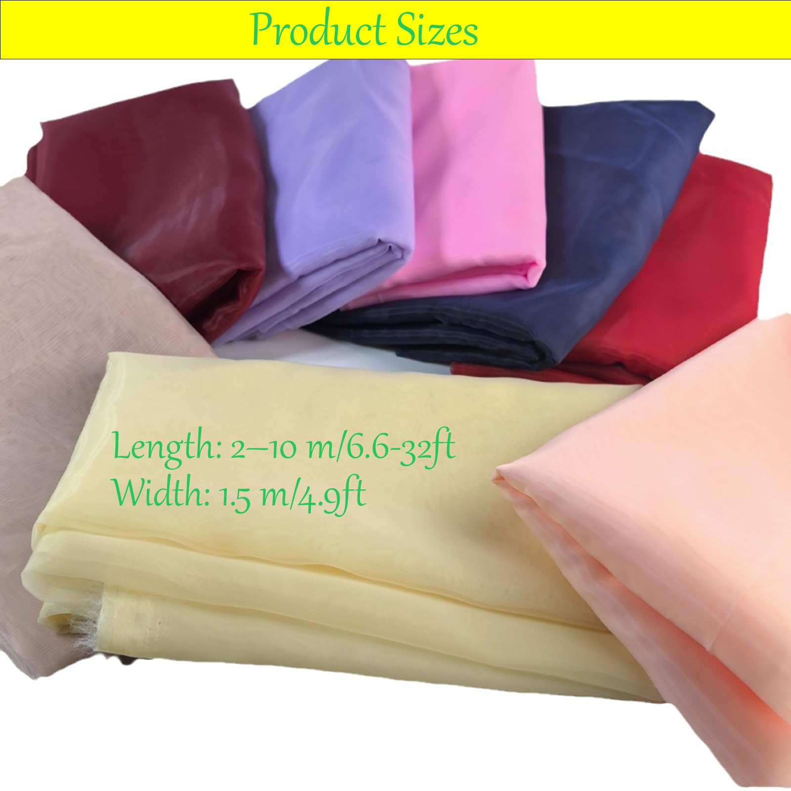 10M x 1.5M Organza Stoff Meterware Transparent Stoffe Zum Nähen Tüll Dekostoff Netzstoff Organza Modestoff Glänzend Kostümstoff für Tischdecken, Kleidung, DIY Basteln, Hochzeitsdeko