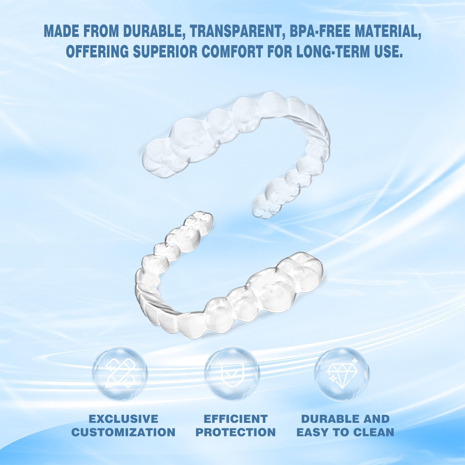 Custom Night Guard for Bruxism, Teeth Grinding & Clenching, Comfortable & BPA-Free Mouthguard, Includes Case & Easy-to-Use Mold Kit, Relieves Jaw Tension & Protects Teeth