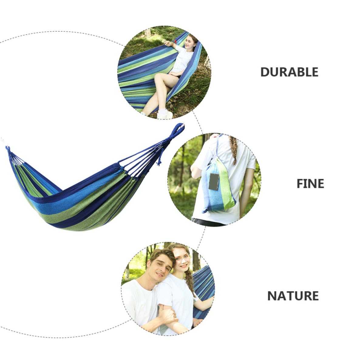 STOBAZA Hamaca Doble de Lona Correas y Hebillas, Azul, Fácil de Instalar y Ligera, para Balcón y Backpacking, Hombres