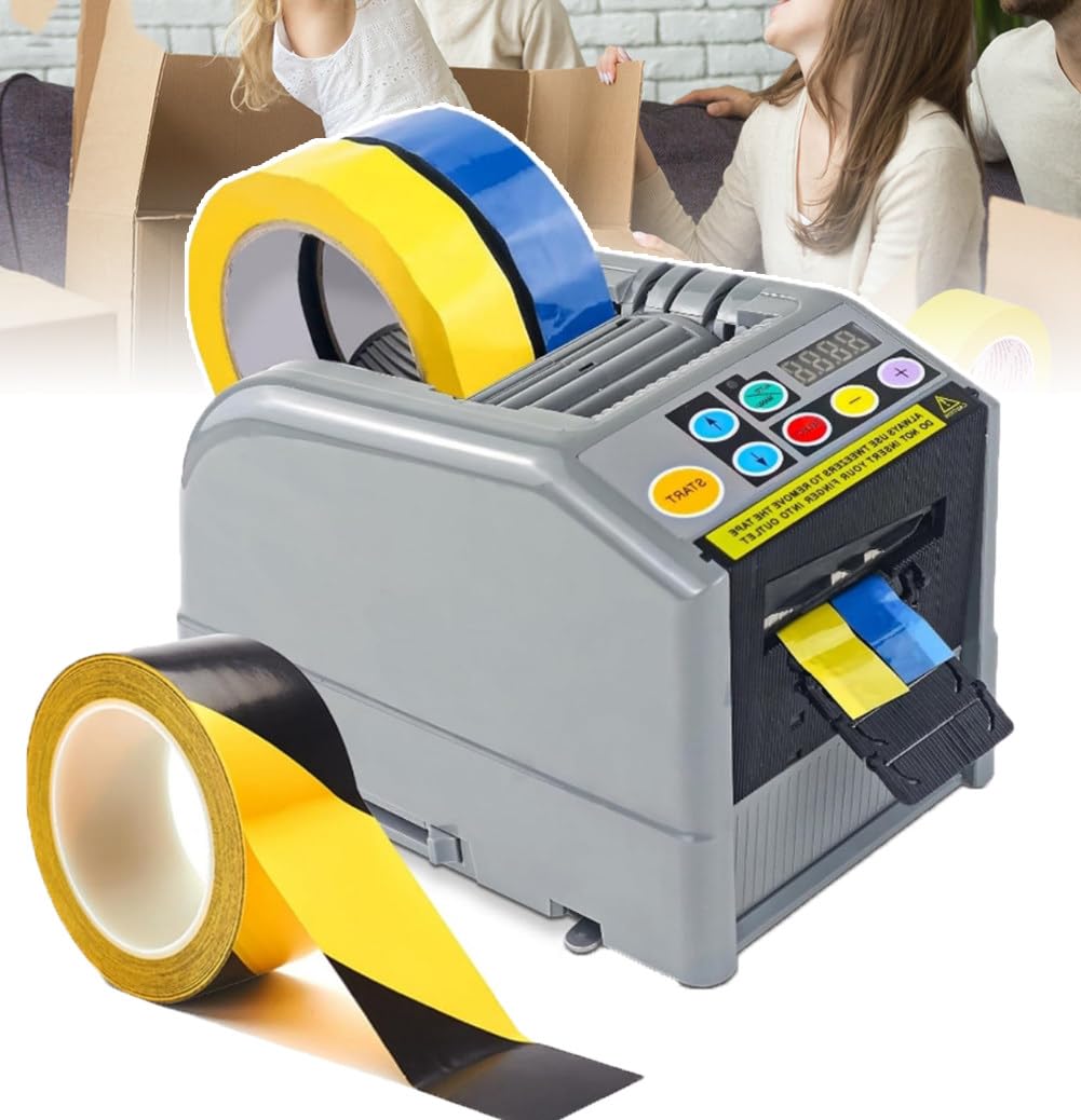Electric Ribbon Cutting Machine, Automatic Tape Dispenser with Digital Display Screen for 6-60mm Width Transparent and Electrical Tape