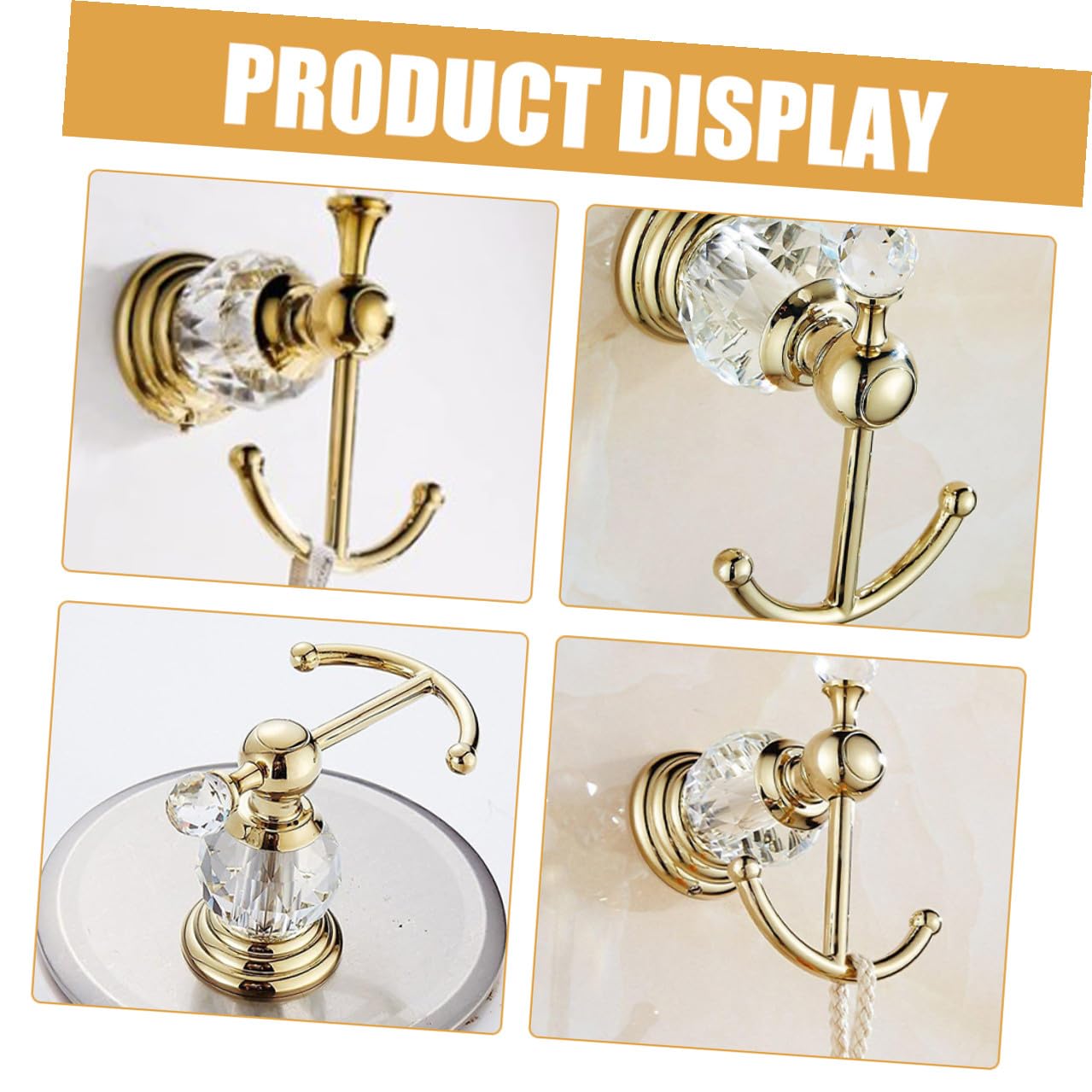 TEHAUX Gancio da Parete Dorato per Bagno e Guardaroba, Gancio Portaoggetti Robusto e Decorativo, Supporto per Accappatoi, Asciugamani e Abiti, Salvaspazio per Camera e Cucina, Ganci