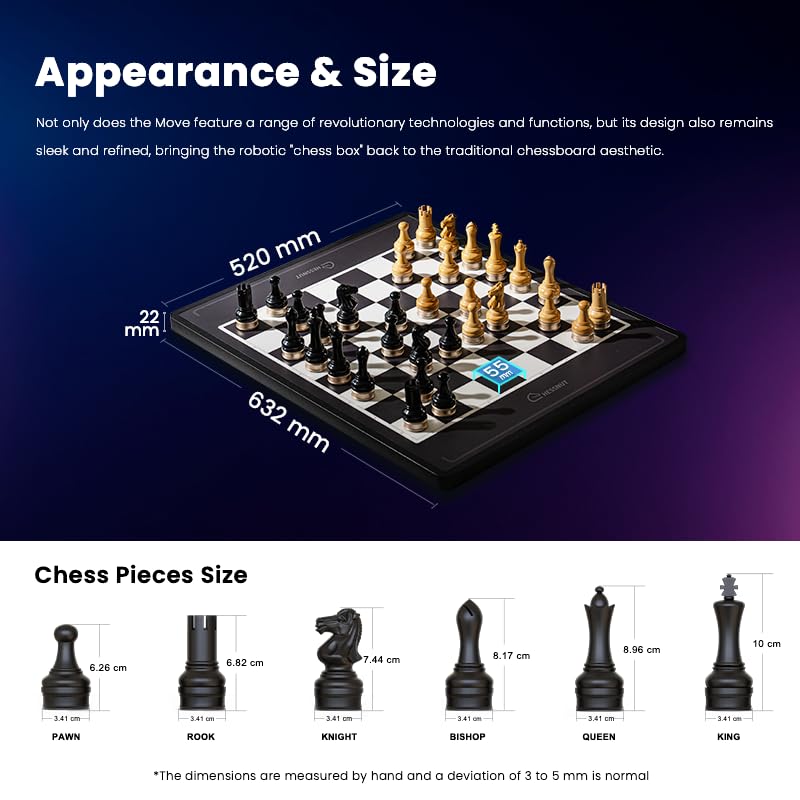 Image of Chessnut Move - Robotic Chessboard with Plastic Pieces, Self-Moving Pieces Simultaneously, Full Piece Recognition, Built-in Chess Engine, Voice Control & Video Integration