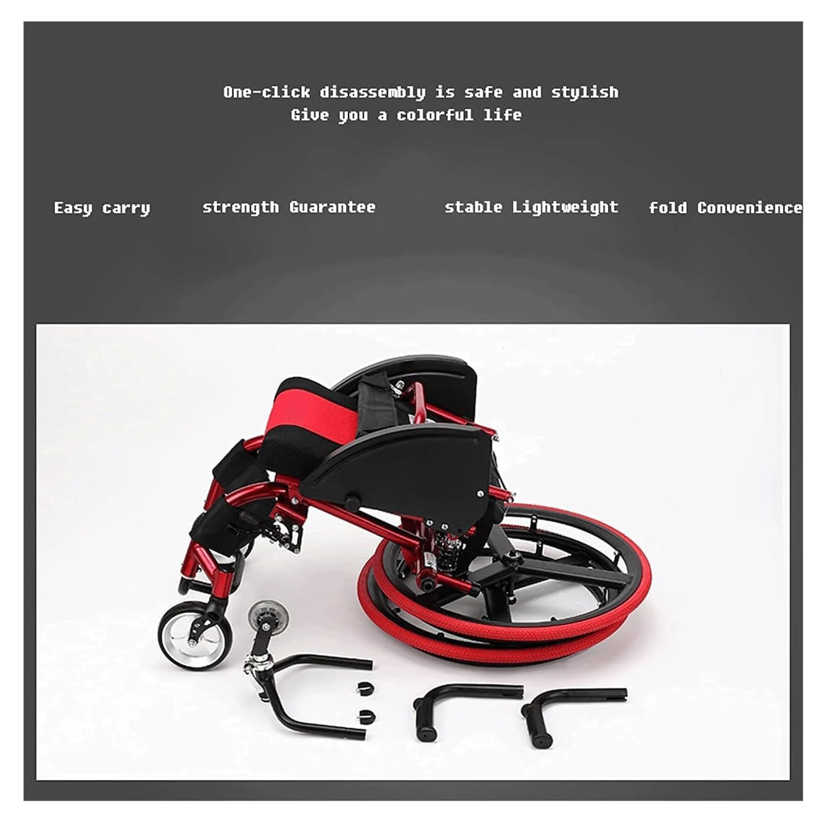 Silla de Ruedas Transporte Silla De Ruedas Silla De Ruedas Manual Ligera Silla De Ruedas Deportiva Y De Ocio Ruedas Grandes Todo Terreno para Adultos confiable