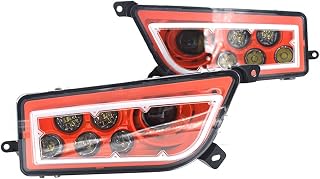 Conjunto de faros LED Angel Eyes ATV UTV con anillos de halo DRL rojo amarillo verde azul compatible con Polaris RZR 900 XP 1000 2016 TURBO(Orange)