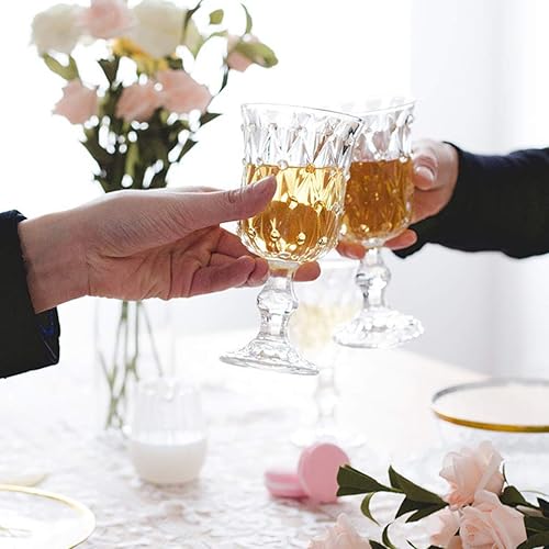 Miniatura 9 de Yardwe Vasos antiguos de cristal transparente, copa de vino tinto, tallo de cristal, taza de vino, elegante vaso de vidrio para el hogar, bar, boda,