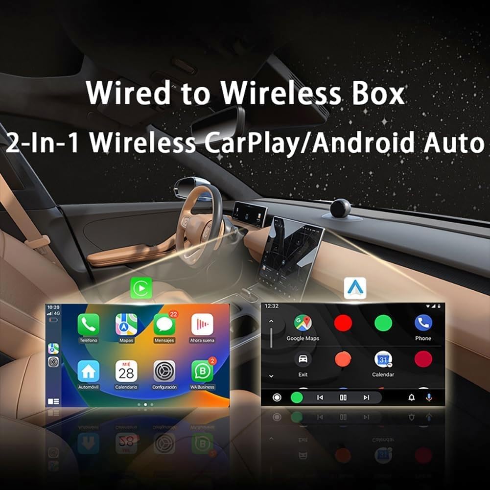 CarPlay Adaptador Inalámbrico para Suzuki S-Cross (JY) 2.Gen 2013 2014 2015 2016 2017 2018, 2 en 1 CarPlay Cableado a Inalámbrico Plug & Play Compacto y Estable,Gold