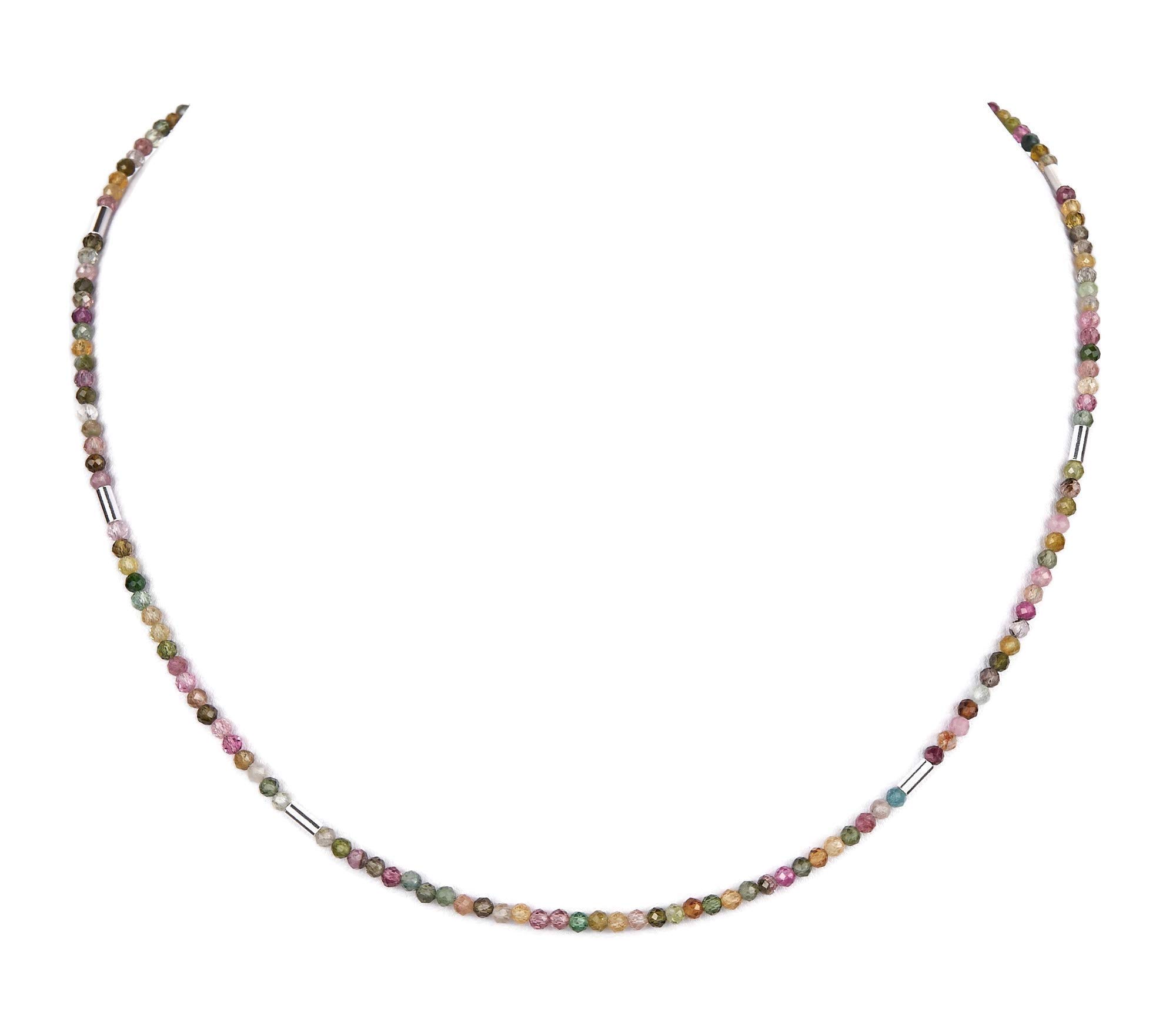 Turmalin Kette bunt - zarte Turmalin Halskette 2.2mm - 925 Silber