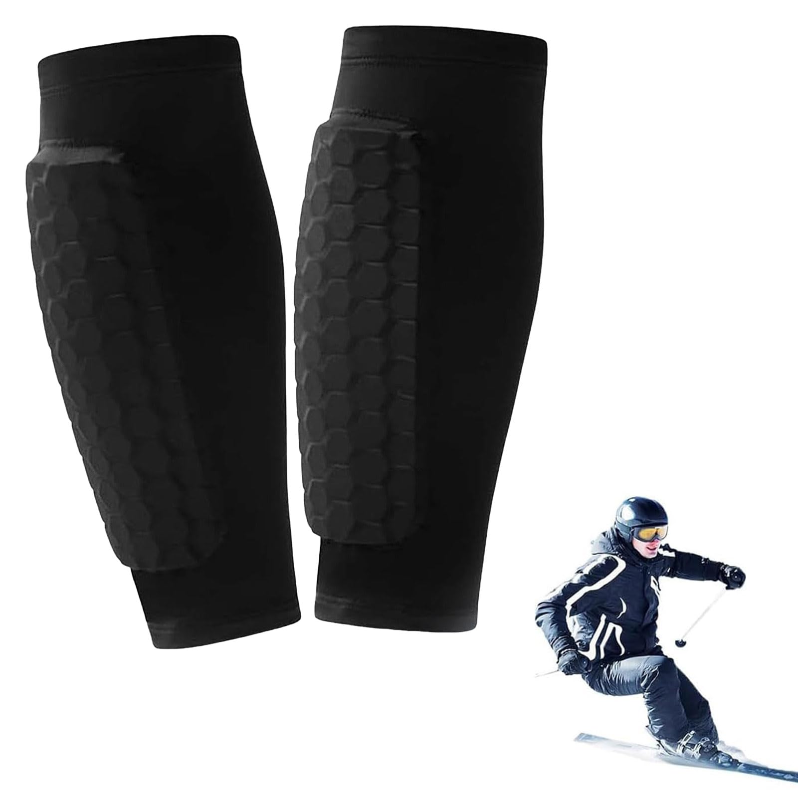Skiguard Pro – Parastinchi Da Sci In Lycra Morbida Con Imbottitura EVA 10mm, Antiscivolo E Traspiranti, 1 Paio Per Sci E Sport Da Contatto