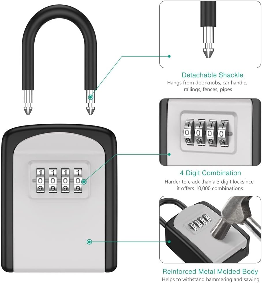 JSEIAJB 2 個の屋外パスワードキーボックス防水安全ロックコード収納 4