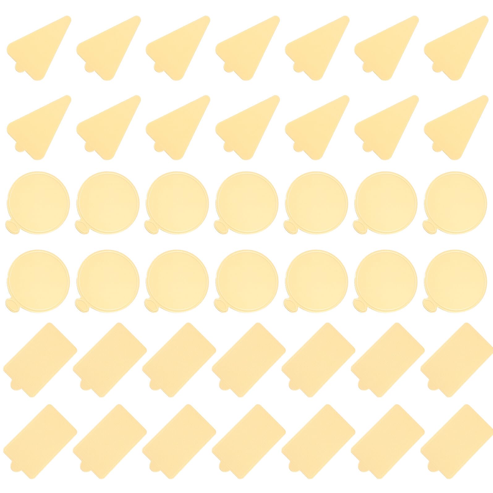 300 Mini Taglieri per Torta in Carta Alimentare, Base per Esposizione Cupcake e Mousse, Sottotorta Dorati Rotondi, Triangolari e Rettangolari, per Feste e Matrimoni, Set da 300