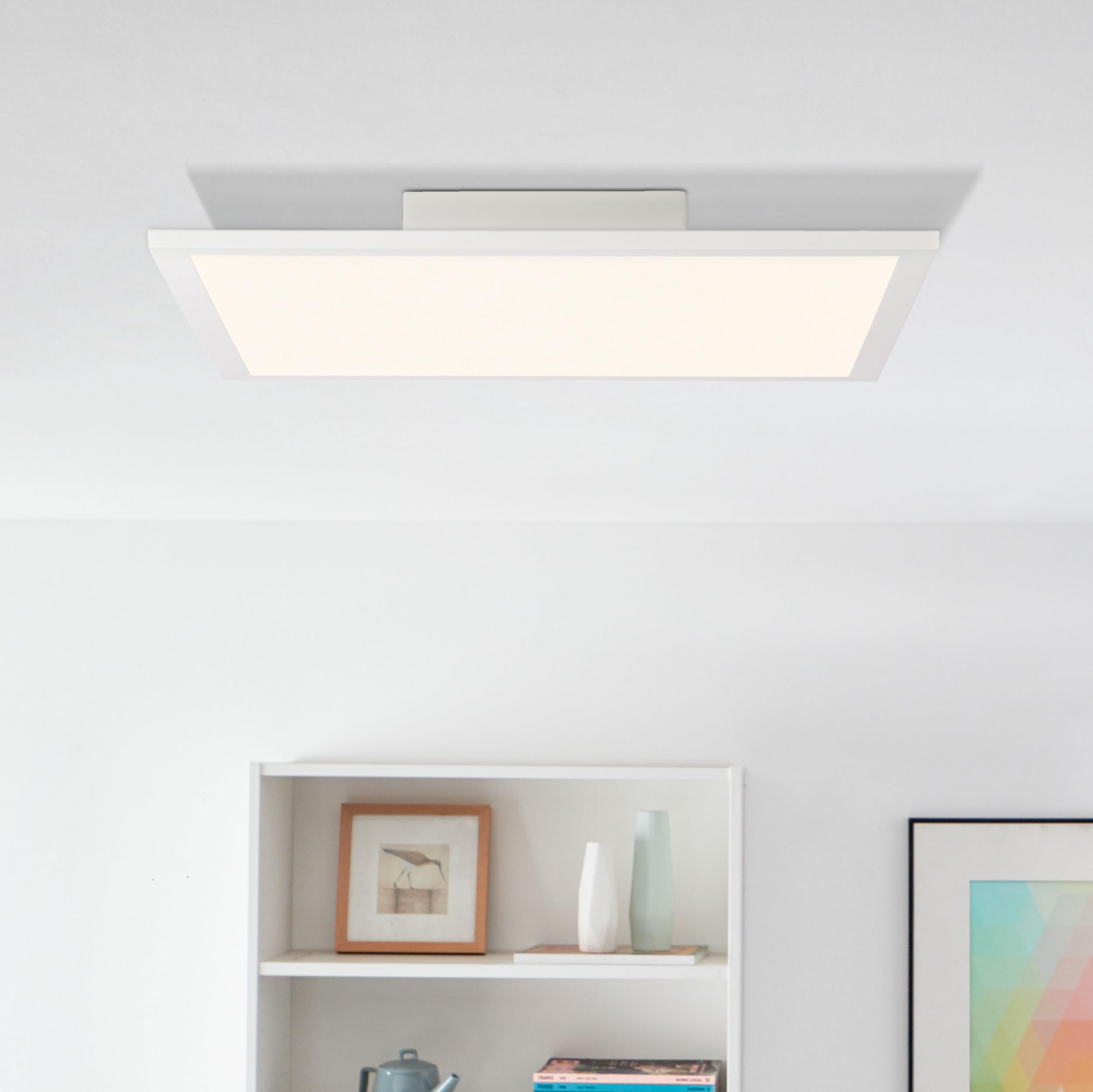 Lightbox Plafoniera a pannello LED plafoniera, luce bianca calda, 40 x 40 cm, 24 Watt, 2400 Lumen, 2700 Kelvin, metallo/plastica, bianco