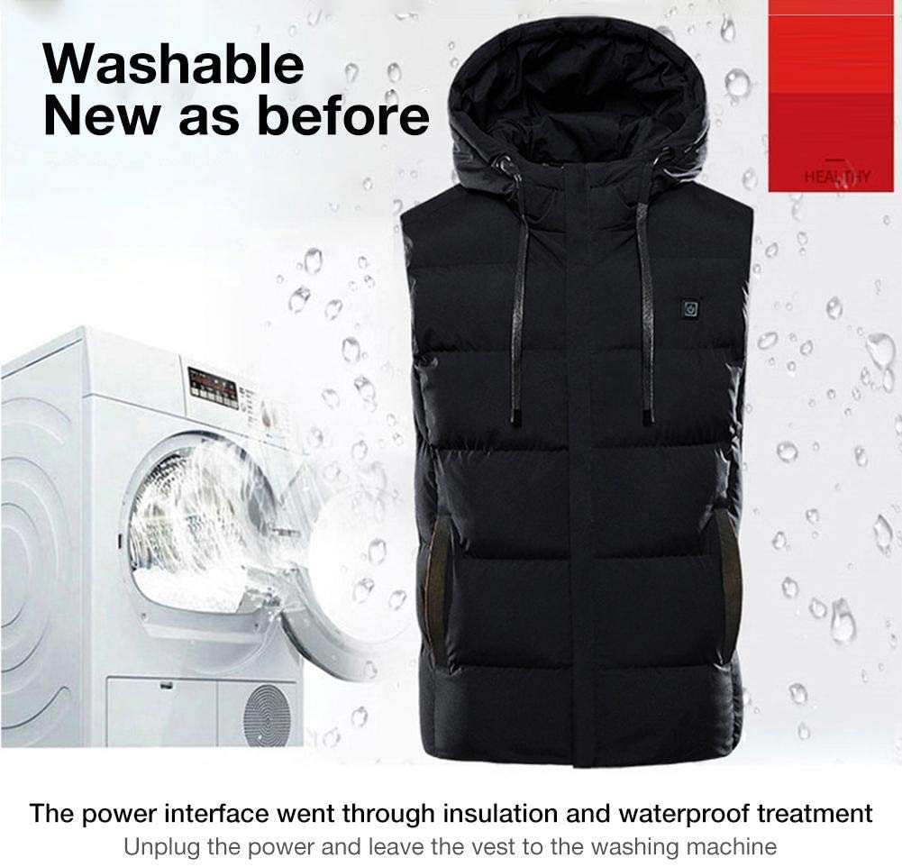 Kamizelka ogrzewana, 7 Ogrzewanie strefowe Outdoor Camping Piesze wycieczki Wędkarstwo Ciepłe zimowe ubrania męskie Elektryczny grzejnik USB Kurtka termiczna, niebieska, 5XL(Black,M)