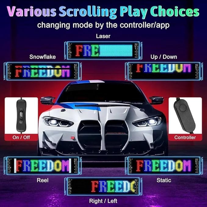 Image of ZADON Flexible LED Matrix Panel | Programmable Display Screen with App & Remote Control | Scrolling Text & Animation LED Board for Shop, Car & Advertising | Multiple Sizes (Medium- 37x9 Cm)