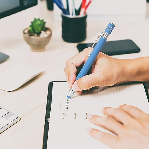 Miniatura 5 de Kingluu 50 bolígrafos personalizados suaves al tacto con lápiz capacitivo, grabado gratis, tinta negra con tu nombre, logotipo, mensaje y texto,