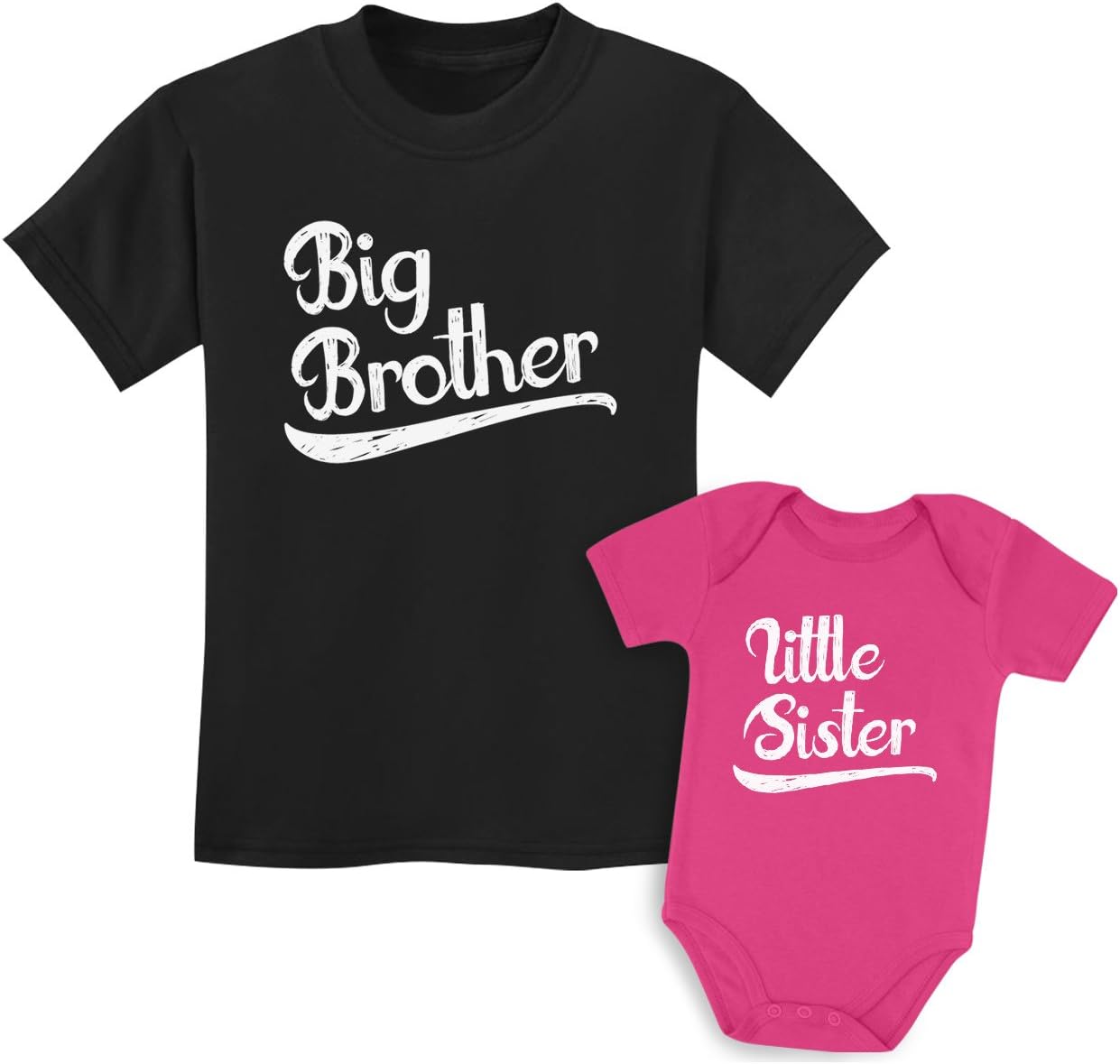Sibling Shirts Set for Brothers and Sisters Boys & Girls Gift Set Kids Shirt Black/Baby Wow Pink Kids Shirt 2T / Baby 6M