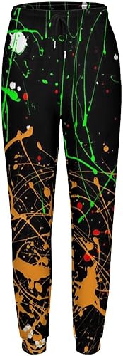 Miniatura 4 de Rainbow Paint Splash Women's Cinch Bottom Sweatpants High Waisted Jogger with Pockets Running Leggings