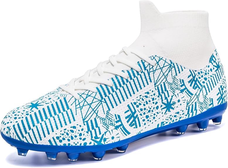AGGHRH Men‘s Soccer Cleats Womens Men-High-Tops Slip-On Lace Up Football Shoes for Youth Soccer...