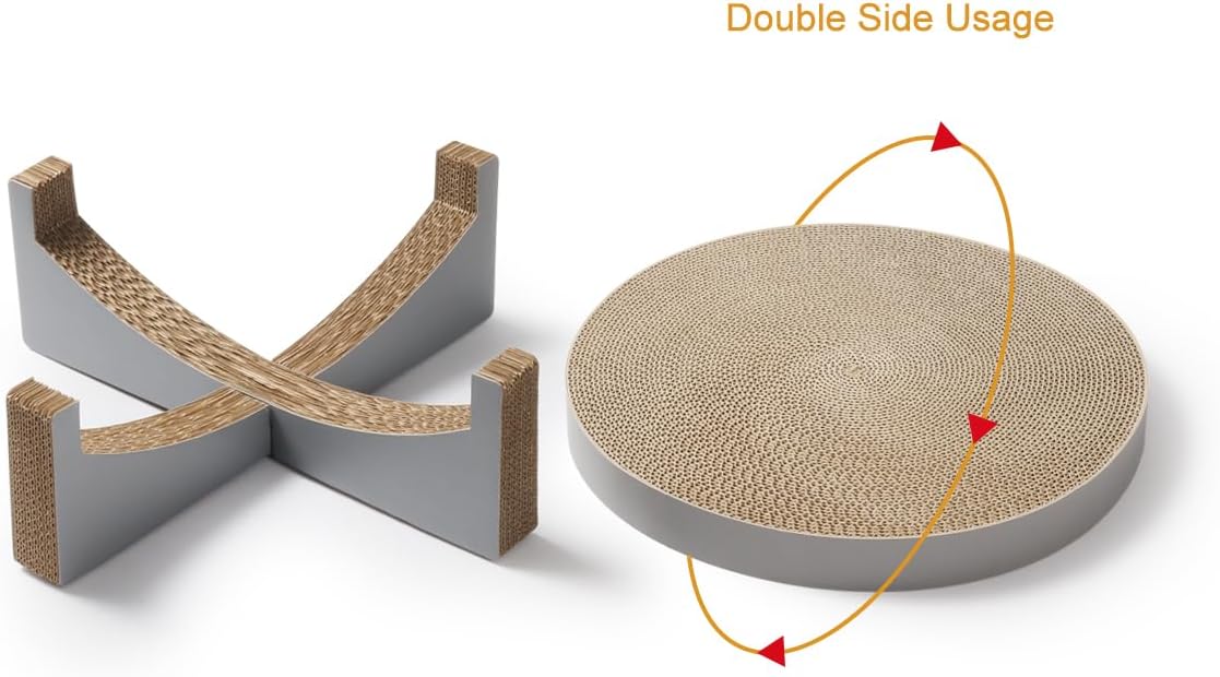 review Cat Scratching Bowl for Indoor Cats, 2 in 1 Round Cat Scratcher Cardboard, Reversible Scratching Pads Lounge Relaxing Bowl Pads