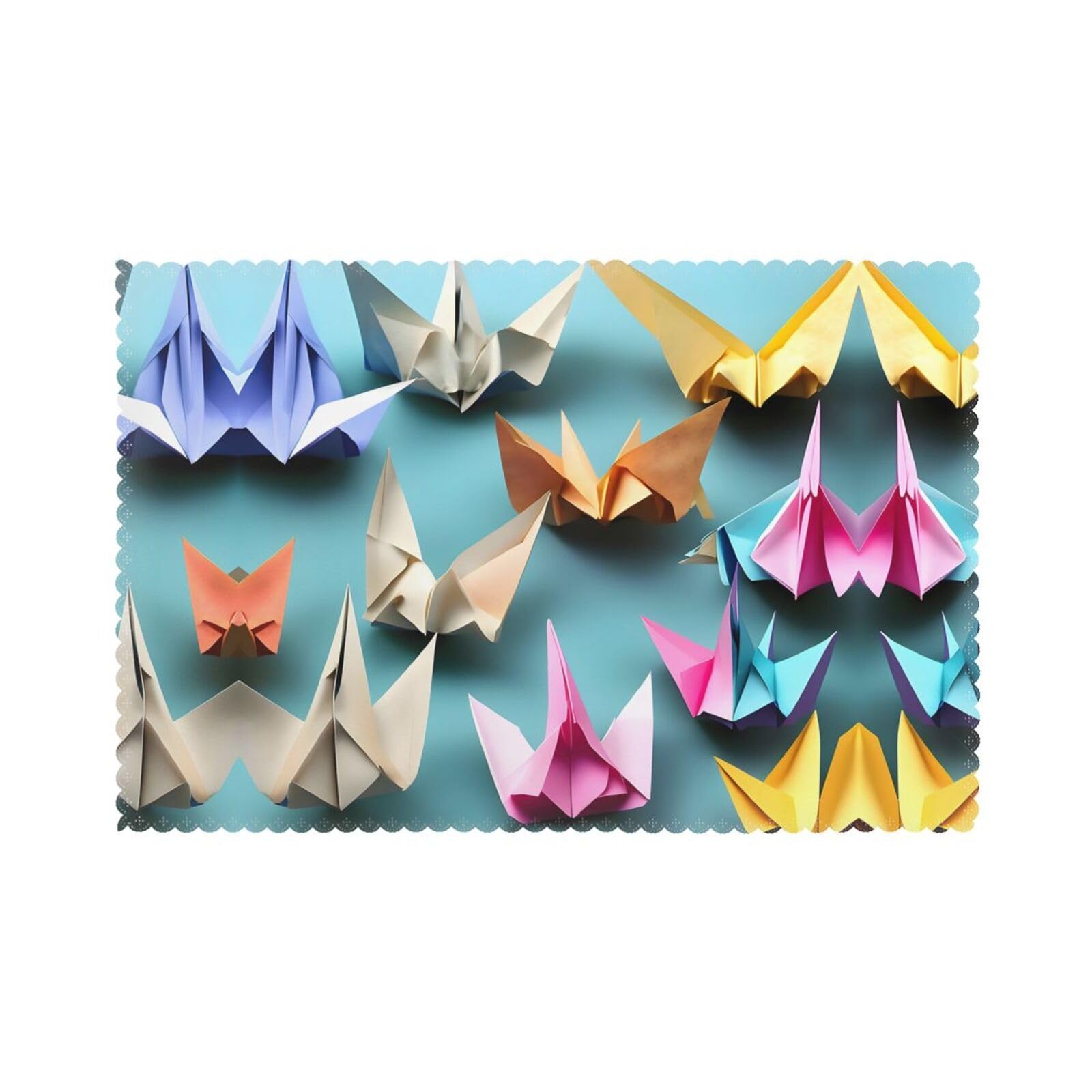 Origami Paper Crane Christmas Placemats Set of 6,Washable Table Mats