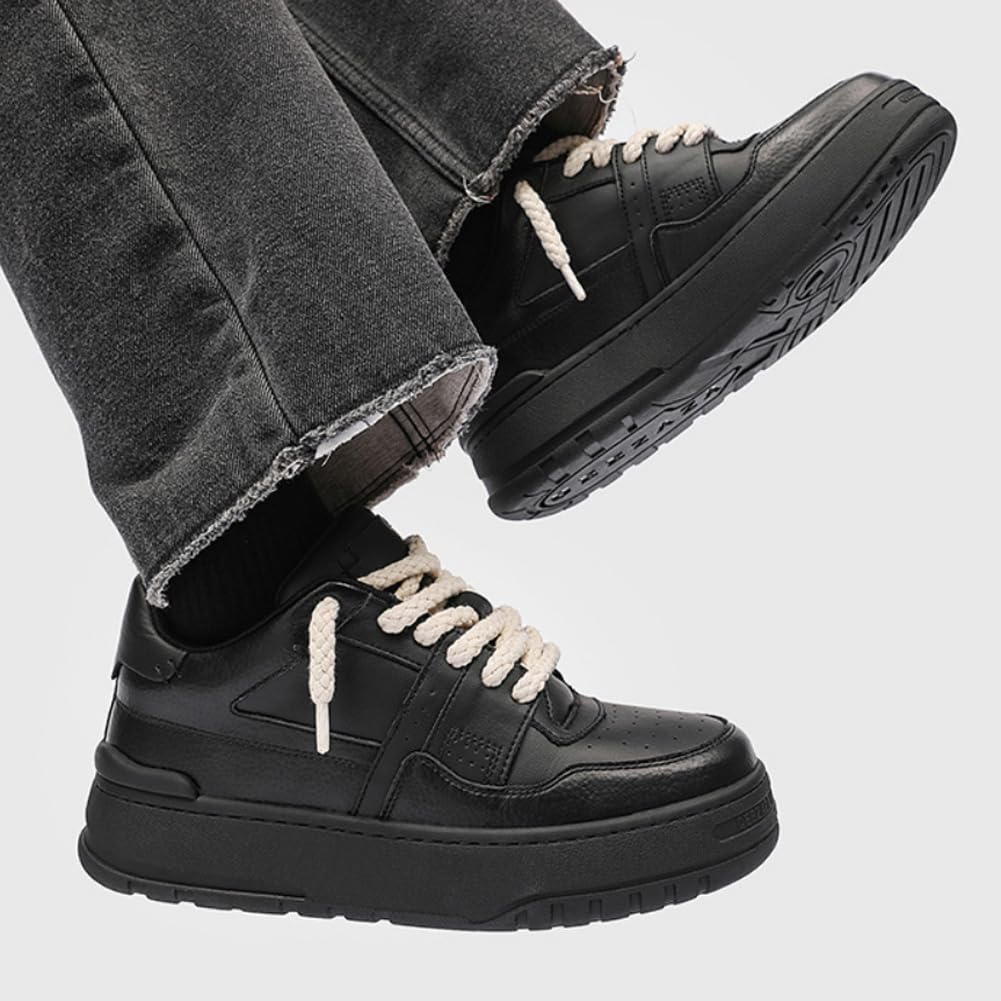 Par de Mocasines de Cuero con Suela Gruesa Estilo Retro Que Aumentan la Altura Casuales Resistentes al Desgaste y Antideslizantes