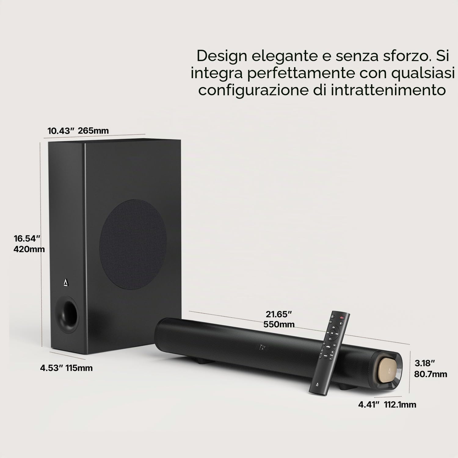 CREATIVE Stage Pro - Soundbar 2.1 con Dolby Audio, HDMI, Bluetooth 5.3, audio USB, per TV, PC e cellulare