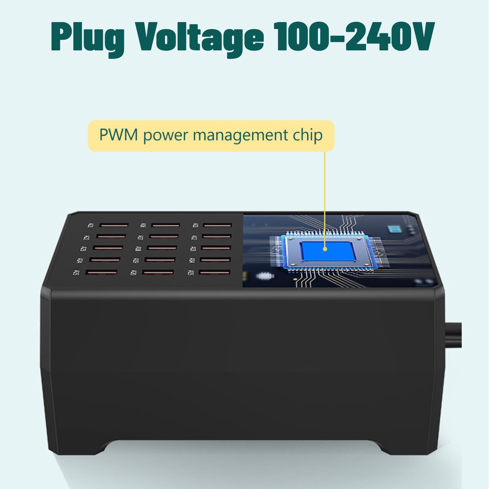 Estación de Carga USB de 150 W, 10 A, 30 Puertos, Cargador Rápido USB de Escritorio de Tamaño Familiar, Estación de Carga de Escritorio USB Múltiple para Teléfono Inteligente,