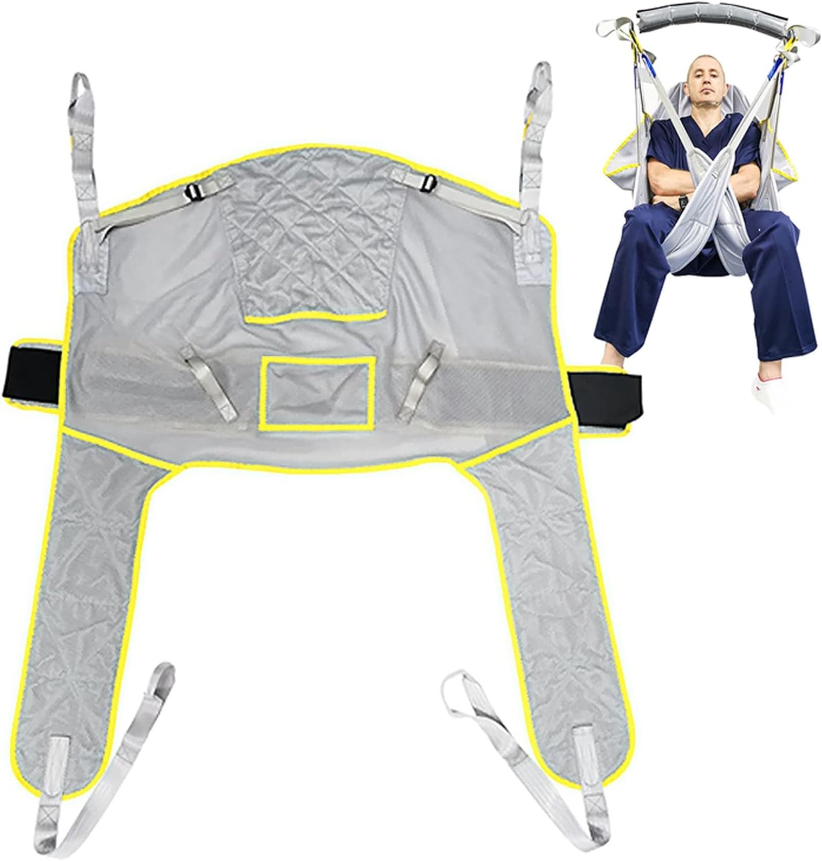 QYQCXGL Patient Transfer Lift Sling, Hoyer Lift Medical Sling, Full Body Transfer Belt Strap Patient Lifter Aid from Bed to Shower Bath Commode,for Handicap Seniors(Large)