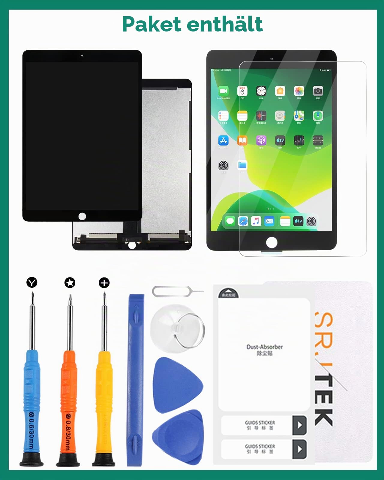 Ersatz-LCD-Display für iPad Air 3 2019, 10,5 Zoll (26,7 cm), A2153, A2123, A2152, Touch-Digitizer, Glasscheibe, komplettes Montage-Reparaturteil-Set (schwarz)