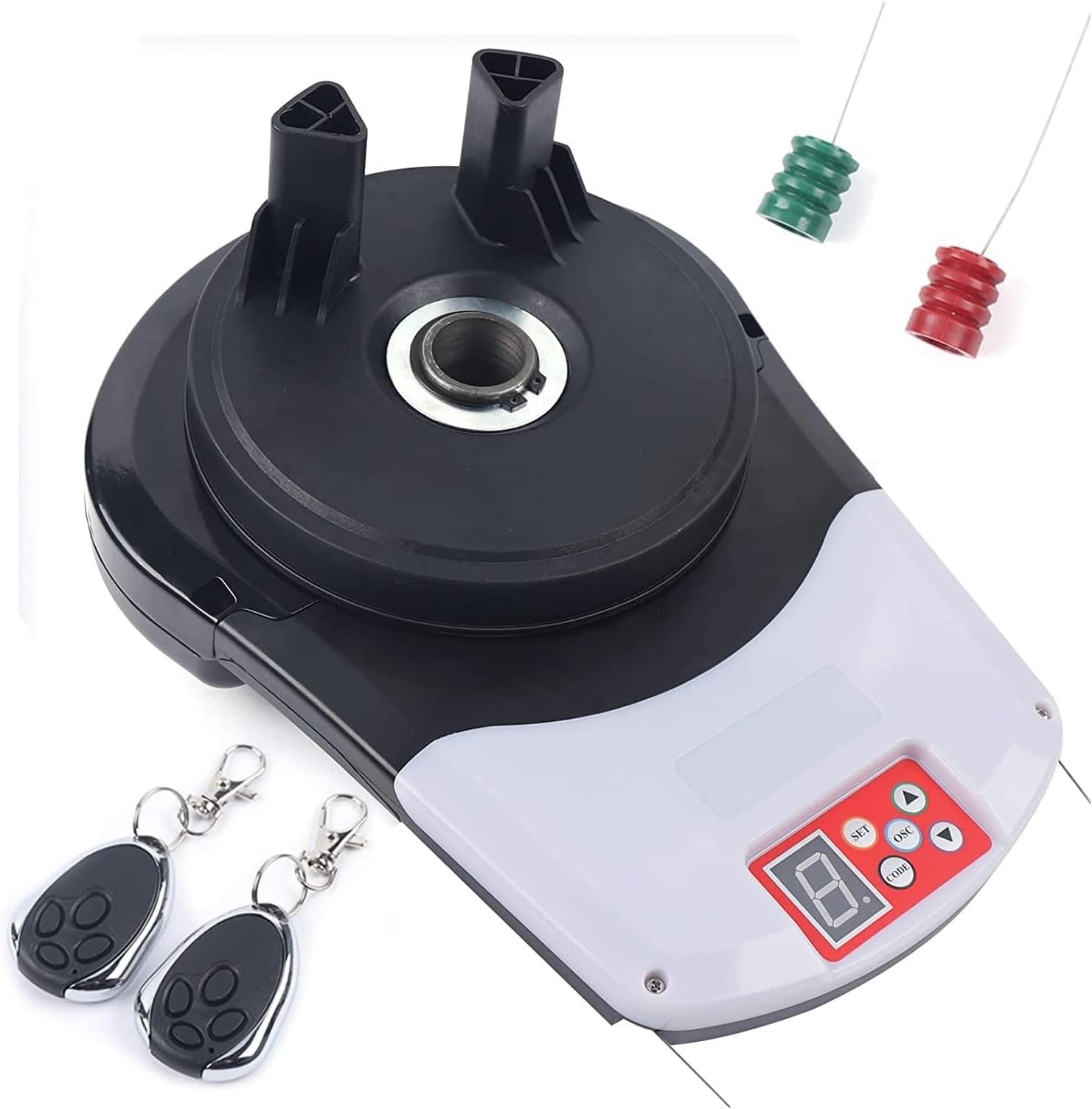 Automatic Roll Up Door Opener with Motor and 2 Remotes | Easy Installation for Garage, Warehouse, Store, Barn, and Farm Use