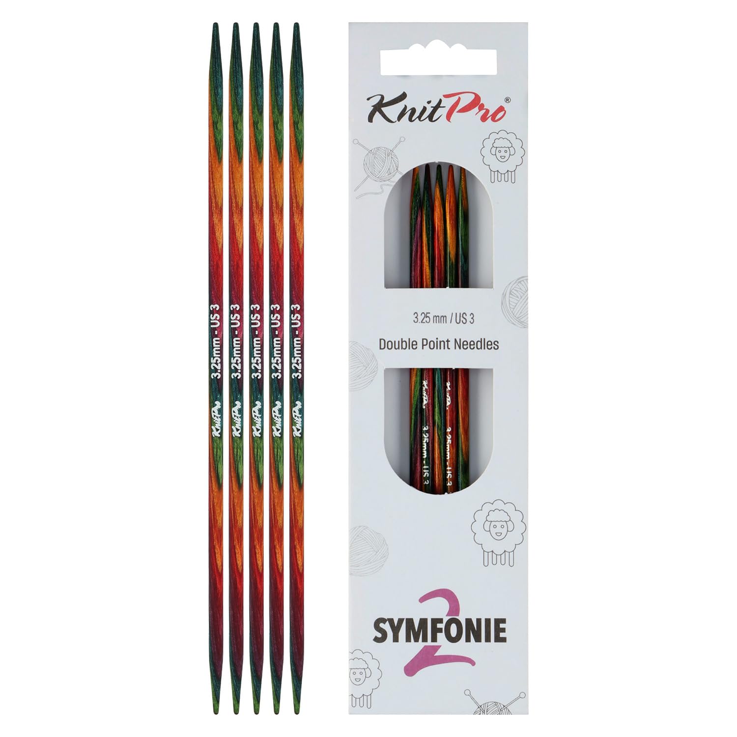 KnitPro Symfonie 2 Double Pointed Needles 6" (15cm) | 3.25mm