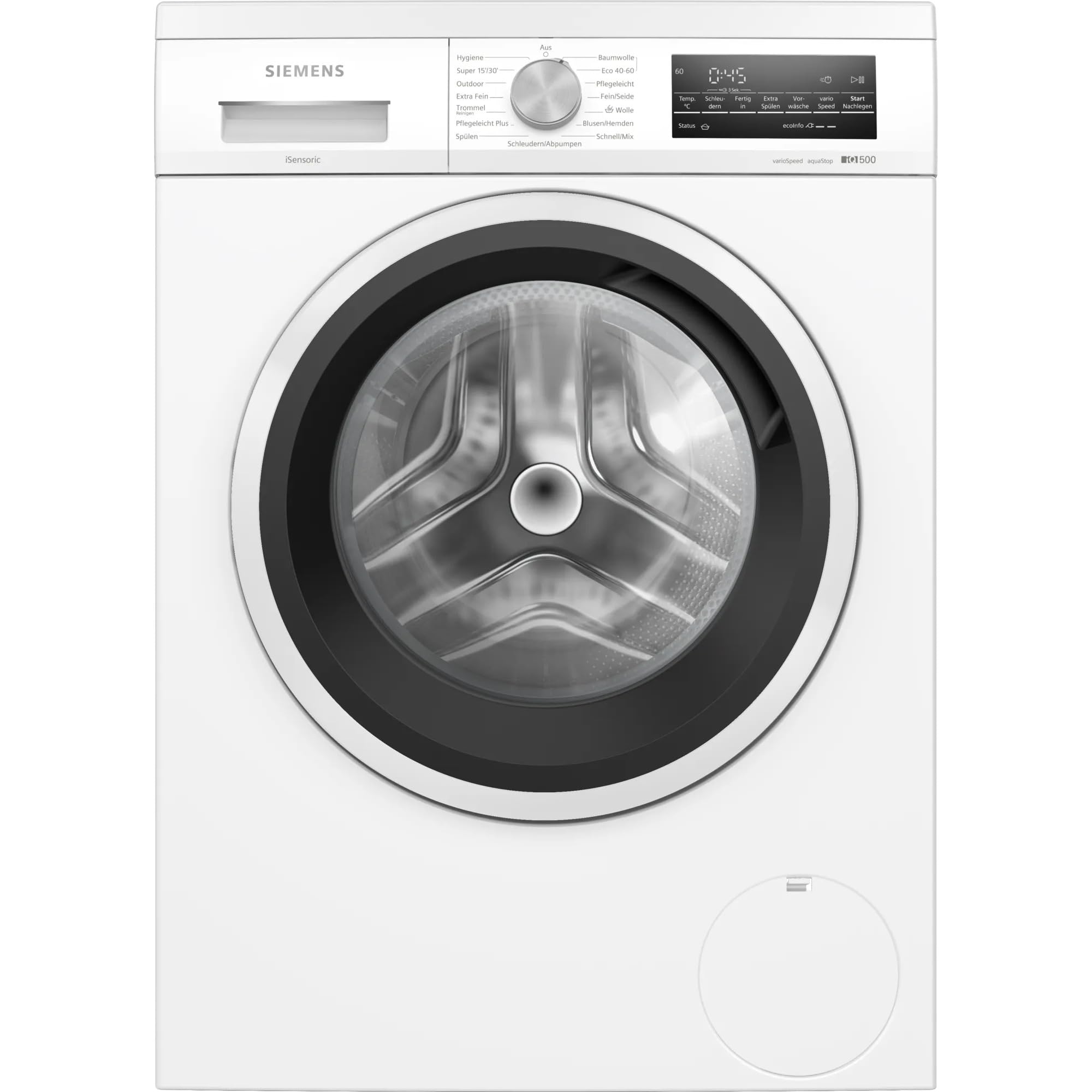 Siemens WU14UT42, iQ500 Machine à laver 9 kg, 1400 tr/min, encastrable, extra économe en énergie et silencieuse, varioSpeed pour programmes plus courts, écran LED, programme extérieur, fonction de