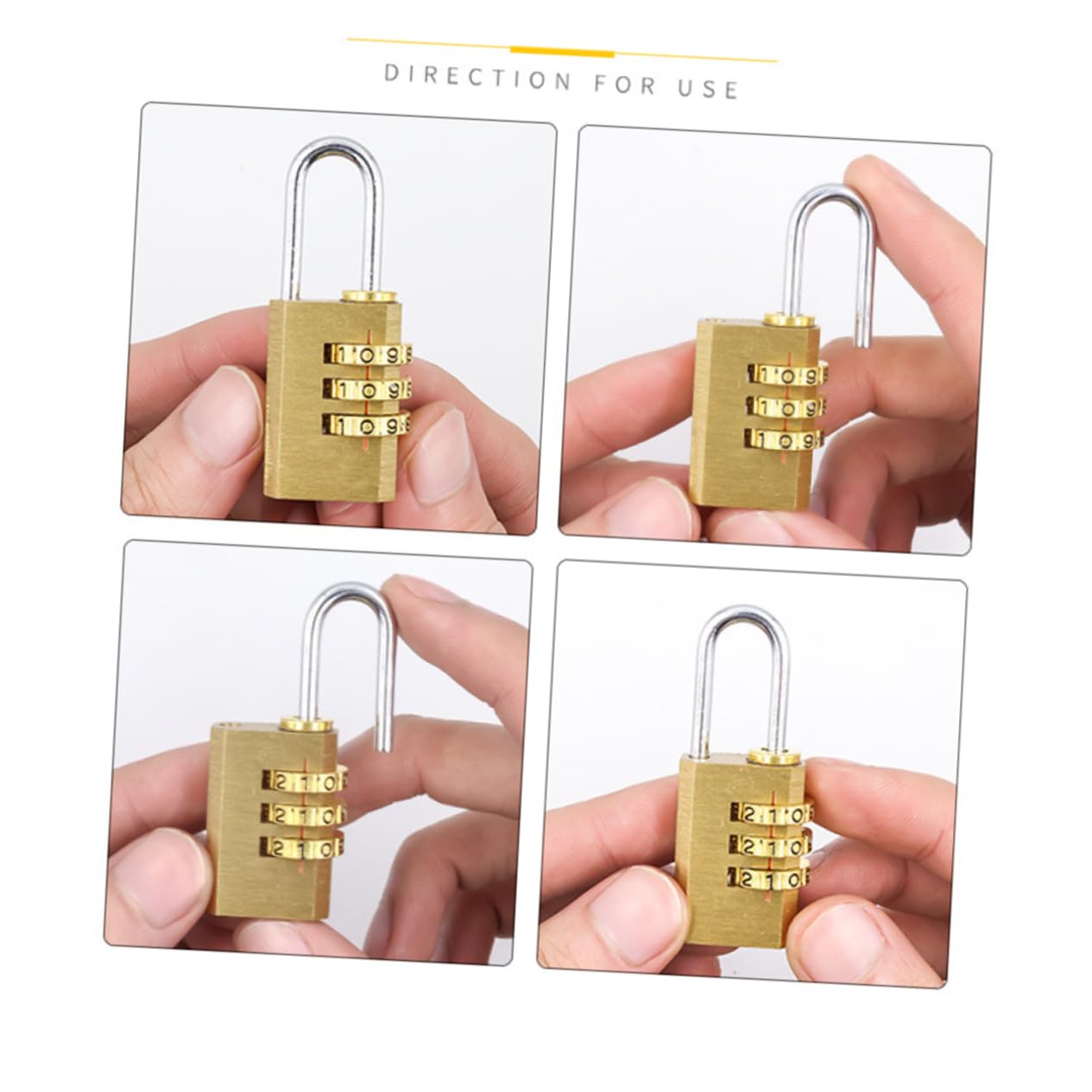 6piezas Candado Digital De Combinación Dígitos De Aleación De Zinc Para Equipaje Maletas y Armarios Seguridad y Protección Color Latón