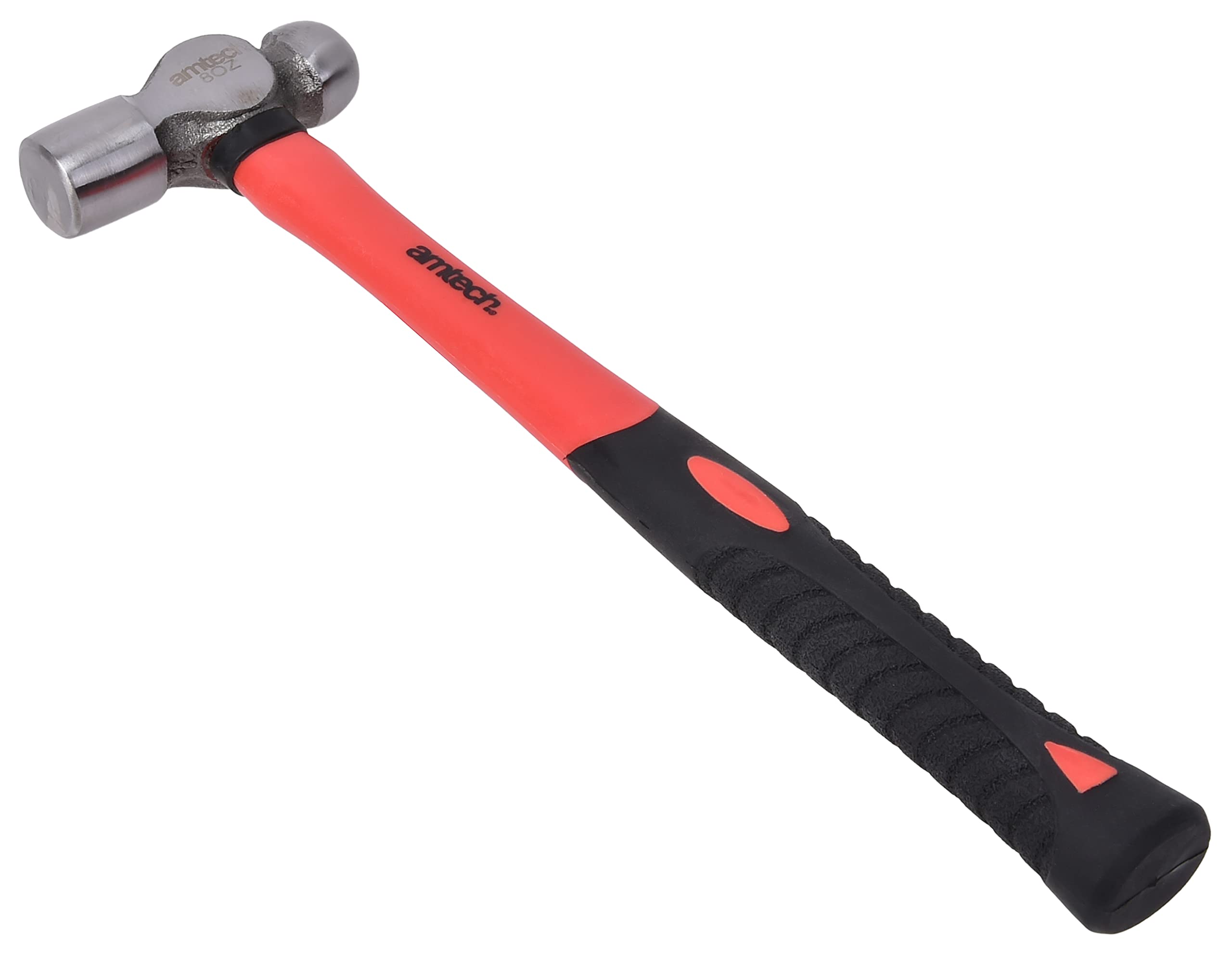 Amtech Black & Red – Engineers Hammer (Ball Pein Hammer) Rubber Grip For Metalworking, Riveting And Workshop Tasks (8Oz (225G))