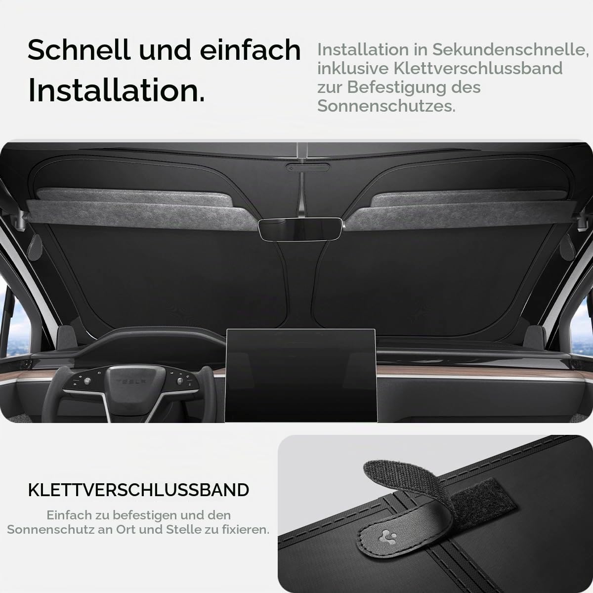 Spigen Tesla Frontscheibe Auto Sonnenschutz mit Aufbewahrungstasche