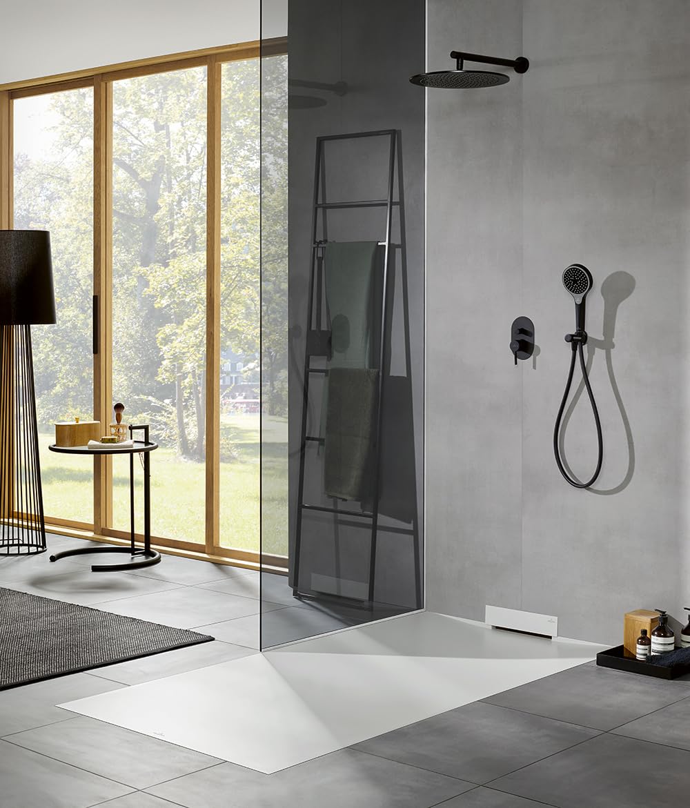 Villeroy & Boch Verve Showers słuchawka prysznicowa z 3 rodzajami strumienia, z wbudowanym zaworem zwrotnym, łatwa w czyszczeniu, okrągła, matowa czerń