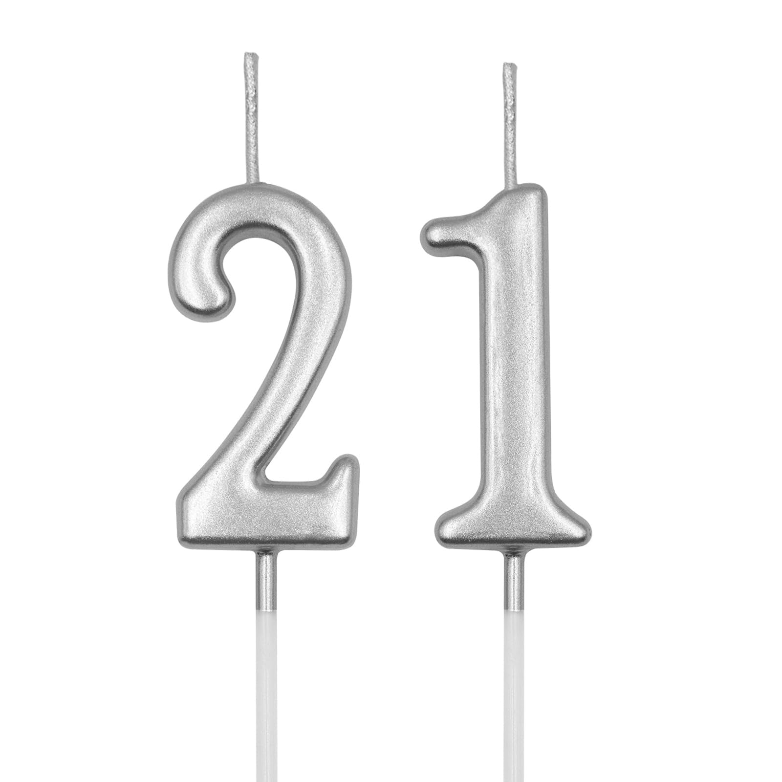 Amazon.com: 21st & 12th Birthday Candles, Silver Number 21 12