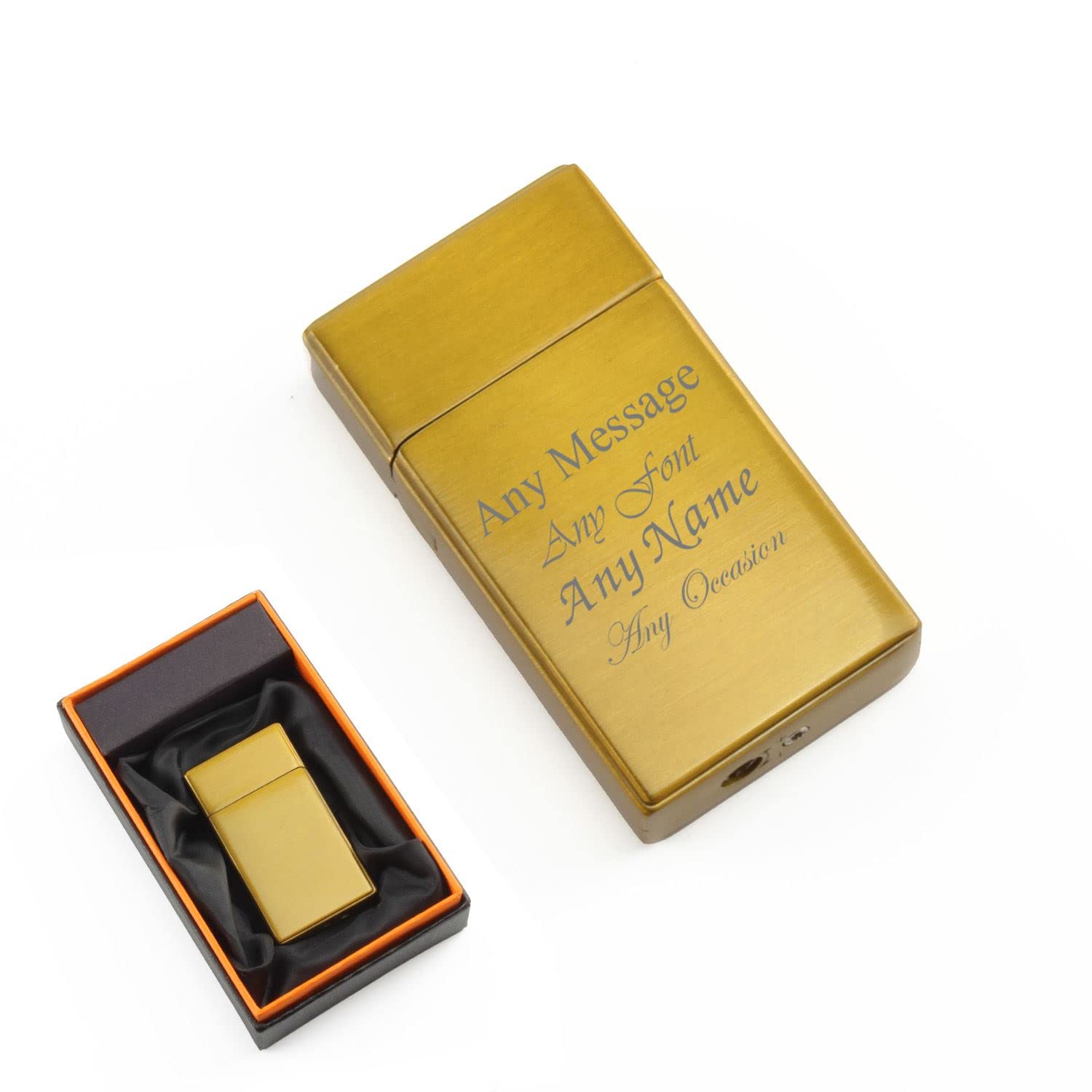 Personalised Engraved Gold Torch Gas Jet Lighter, Comes with Presentation Box, Any Message Design, Gift for Him, Grandad, Fathers Day Gift, Engraved in The UK