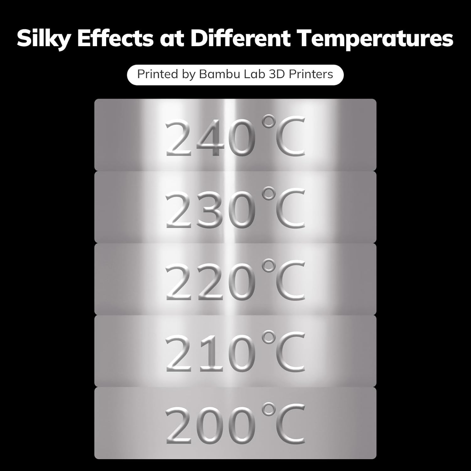 AMOLEN Silver Silk PLA Filament Shiny 3D Printer Filament 1.75mm +/- 0.02mm for 3D Printing 1kg(2.2lbs)/Spool Compatible with Most FDM Printer - Image 5