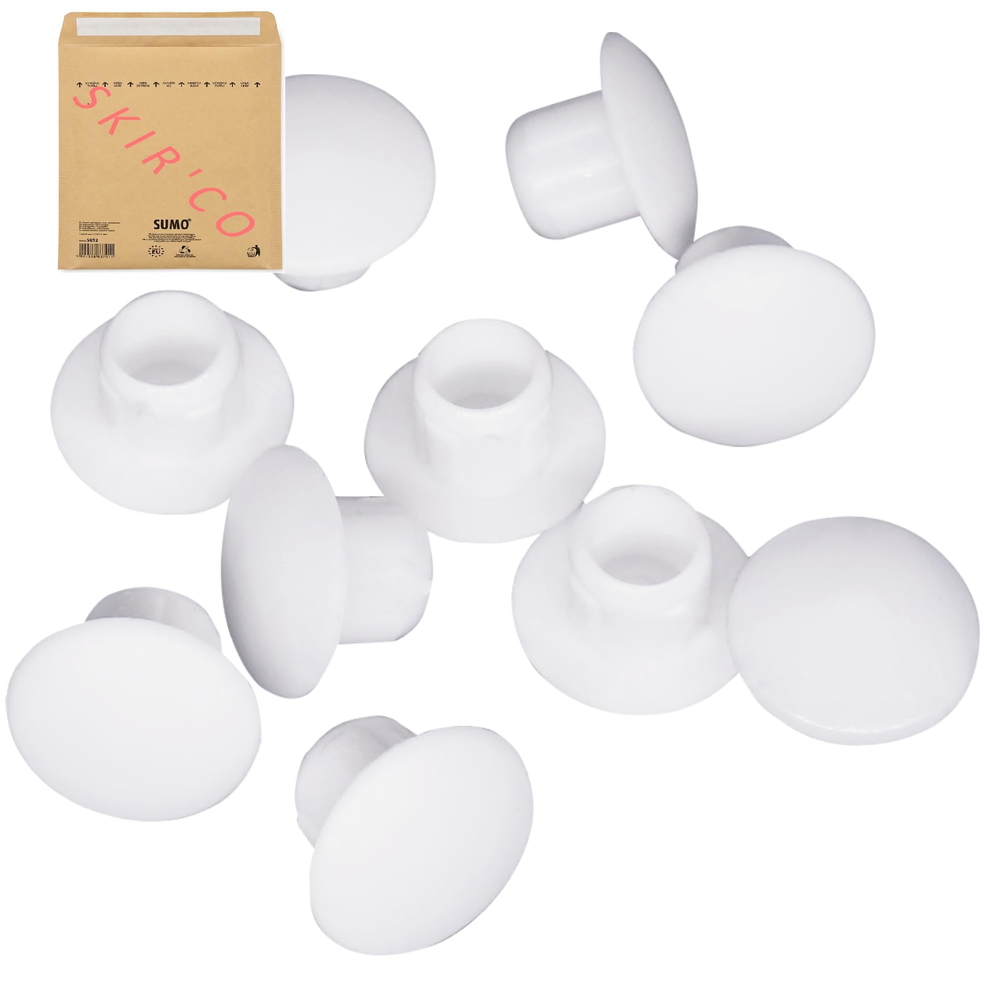 SKIR'CO Tappi per Fori in Plastica Bianca da 6 mm, 40 Pezzi - per Trapano, Mobili e Viti