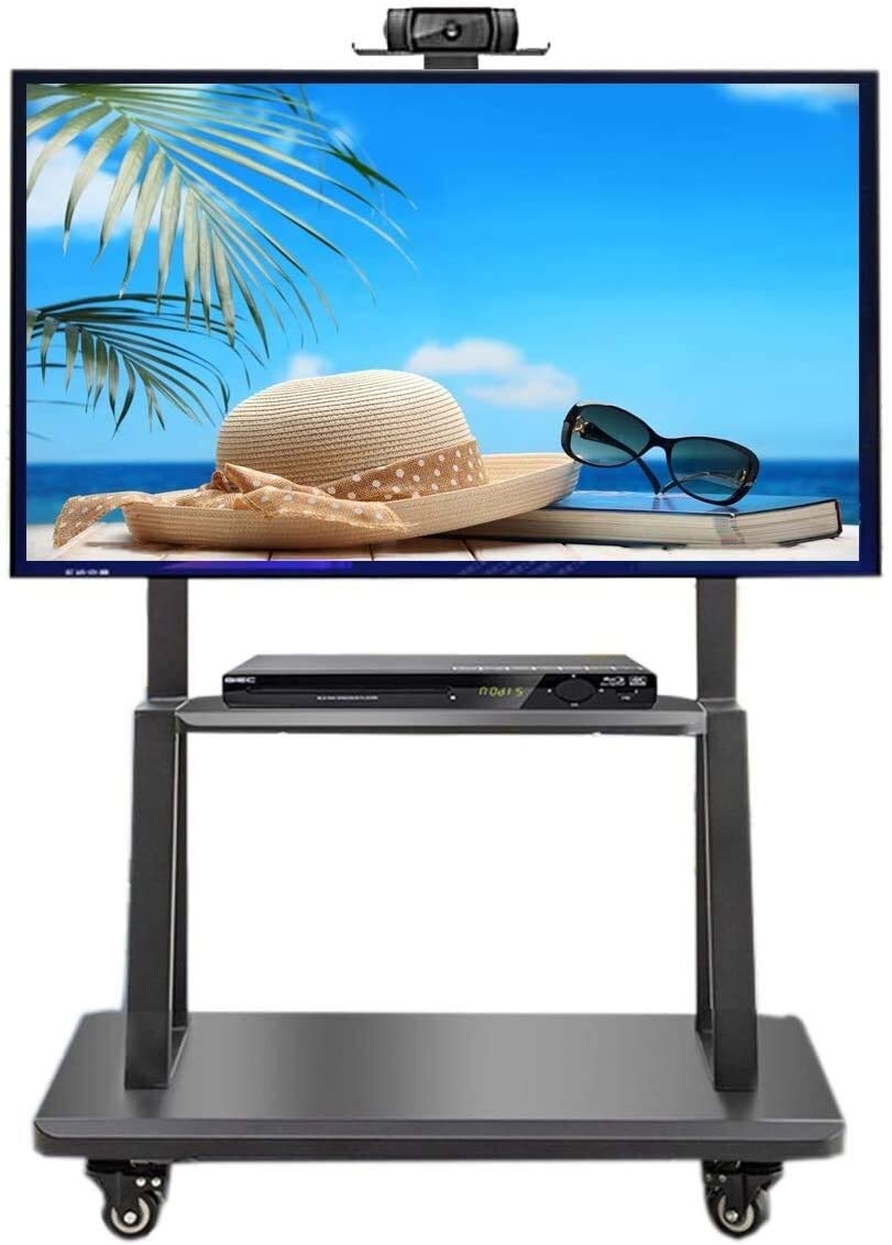 Mobiler TV-Ständer, Boden-TV-Ständer, für 32-75-Zoll-Flachbildschirme, Universalhalterung mit Rädern, rollender TV-Wagen für Schlafzimmer