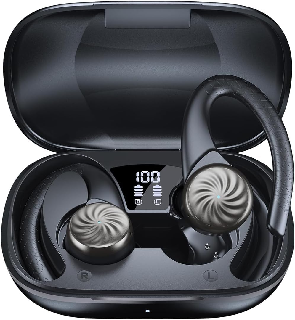 Wireless Earbuds Bluetooth Sports Earhooks Headphones in Ear Buds 50H Playback IPX7 Waterproof Sports Earphones Deep Bass with